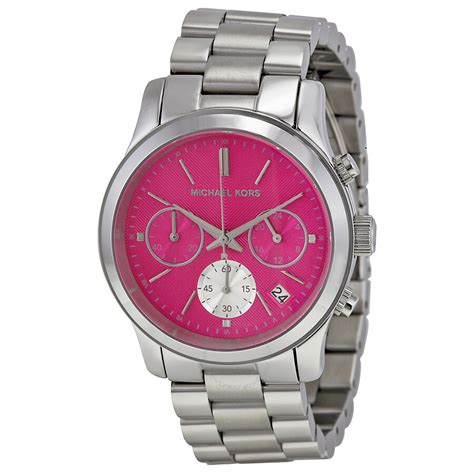 michael kors watch runway pink|Michael Kors black chronograph watch.